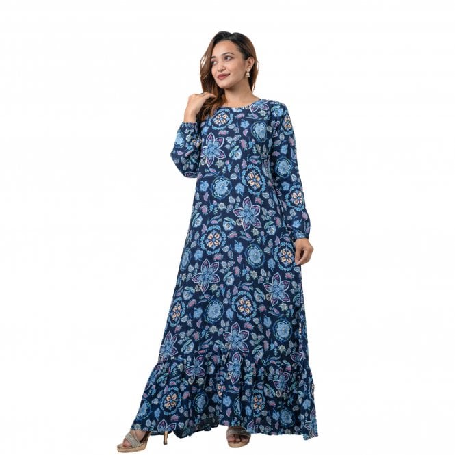 Linen Printed Long Dress – ML 15084