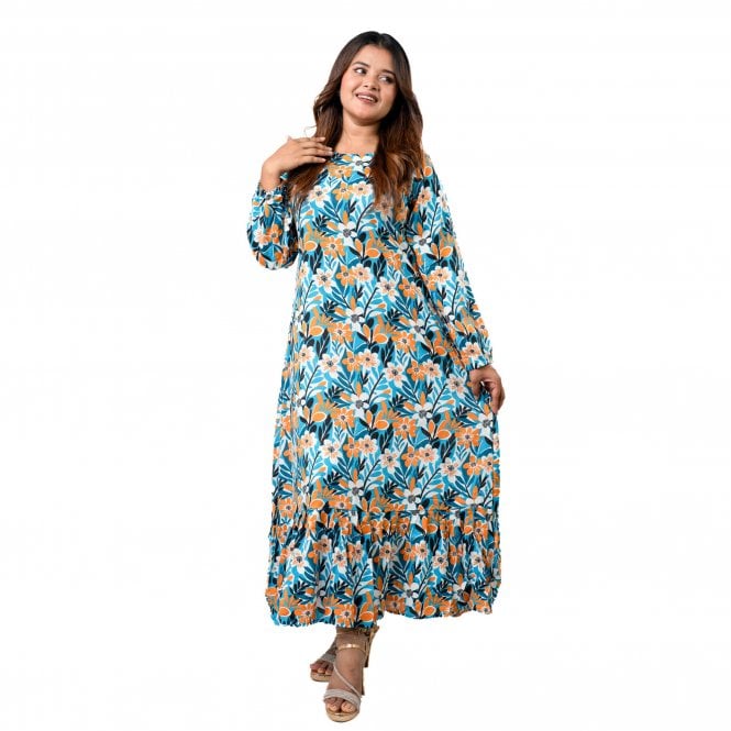 Linen Printed Long Dress – ML 15085