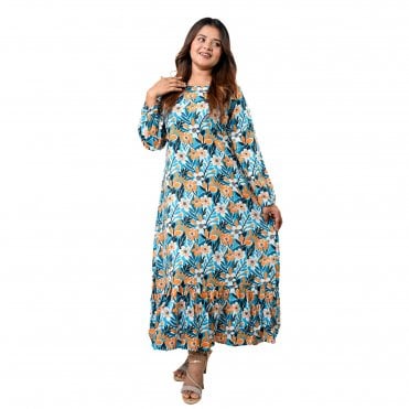 Linen Printed Long Dress – ML 15085