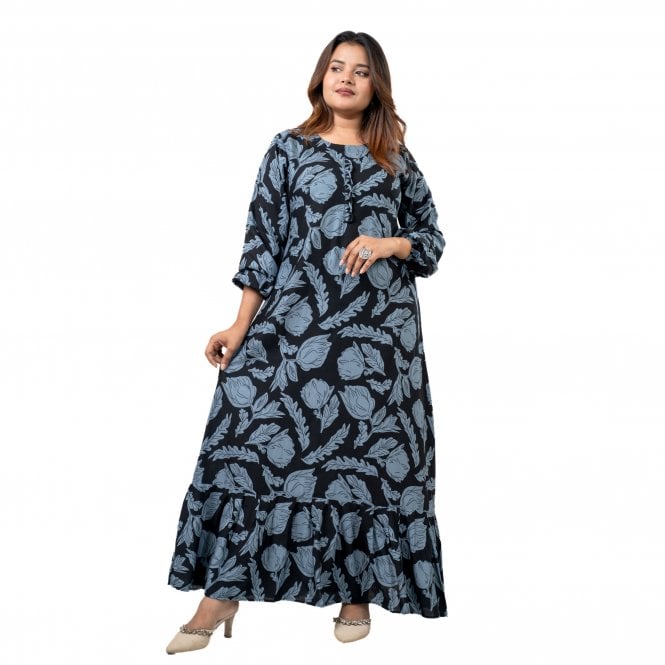 Linen Printed Long Dress – ML 15086