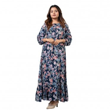 Linen Printed Long Dress – ML 15087