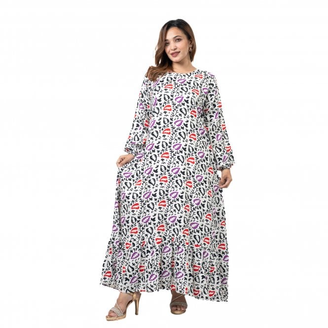 Linen Printed Long Dress – ML 15088