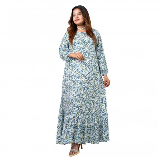 Linen Printed Long Dress – ML 15090