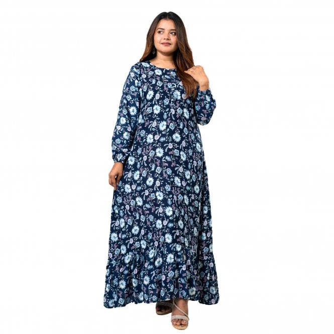 Linen Printed Long Dress – ML 15091
