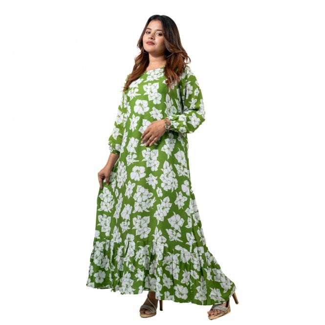 Linen Printed Long Dress – ML 15092