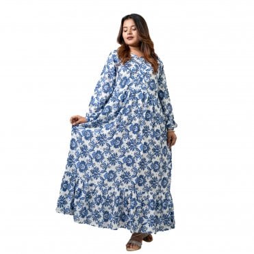 Linen Printed Long Dress – ML 15093