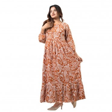 Linen Printed Long Dress – ML 15096