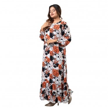 Linen Printed Long Dress – ML 15097