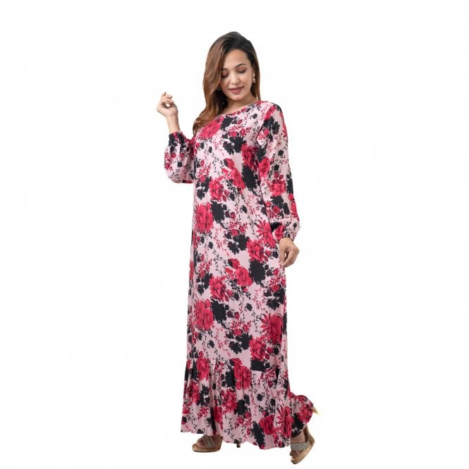 Linen Printed Long Dress – ML 15098