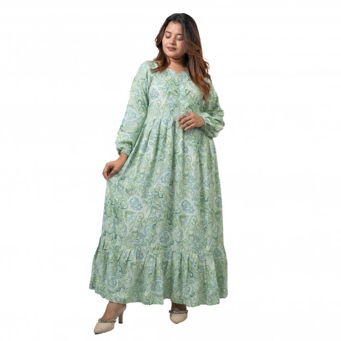 Linen Printed Long Dress – ML 15099