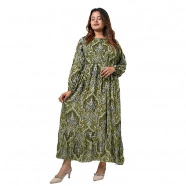 Linen Printed Long Dress – ML 15101
