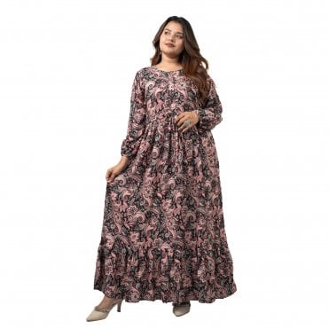 Linen Printed Long Dress – ML 15103