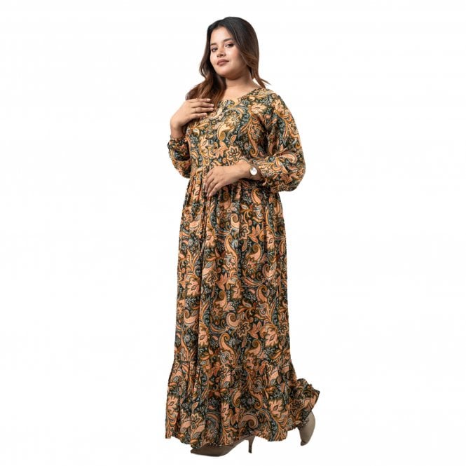 Linen Printed Long Dress – ML 15104