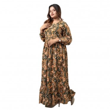 Linen Printed Long Dress – ML 15104