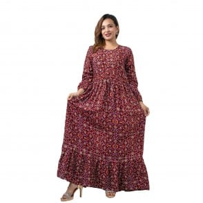Linen Printed Long Dress – ML 15105