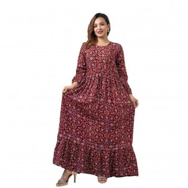 Linen Printed Long Dress – ML 15105
