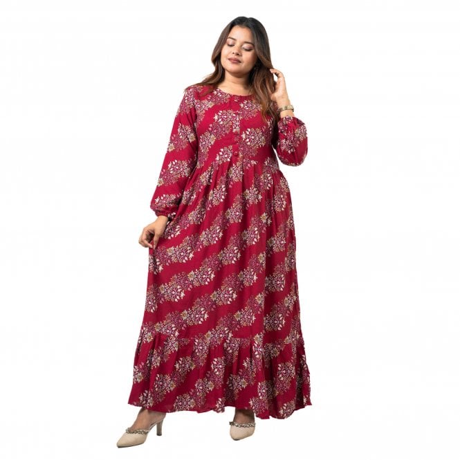 Linen Printed Long Dress – ML 15108