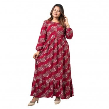 Linen Printed Long Dress – ML 15108