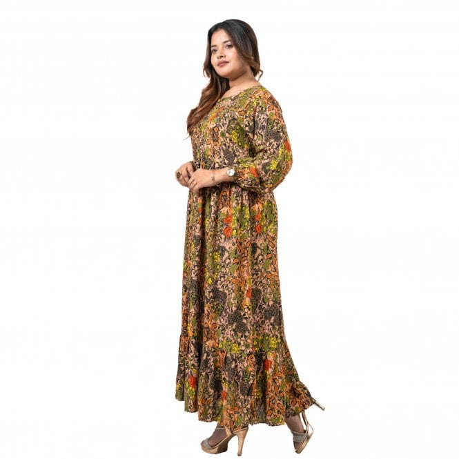 Linen Printed Long Dress – ML 15109