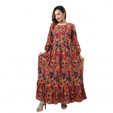 Linen Printed Long Dress – ML 15110