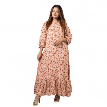 Linen Printed Long Dress – ML 15113