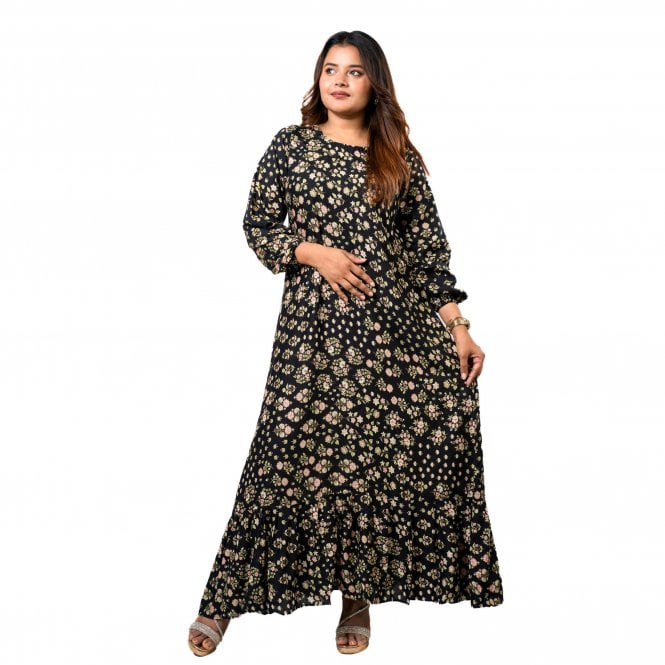 Linen Printed Long Dress – ML 15115