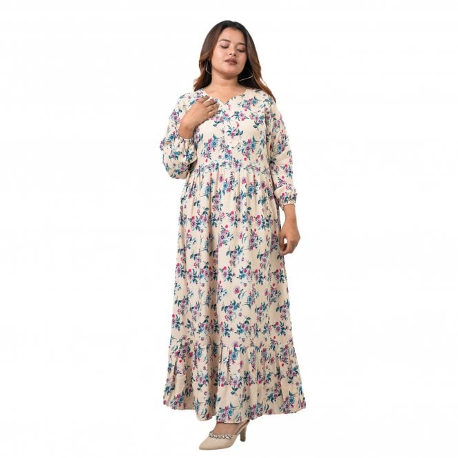 Linen Printed Long Dress – ML 15116