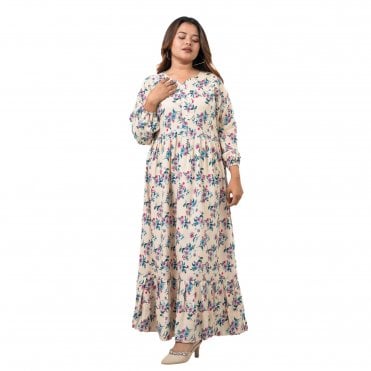 Linen Printed Long Dress – ML 15116