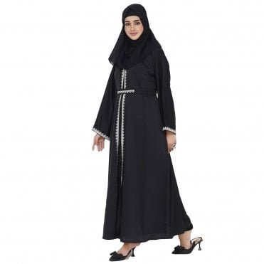 Luxury Lace-Trimmed Abaya – ML 33010