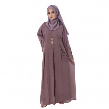 Luxury Stone-Embellished Layered Abaya – ML 33037