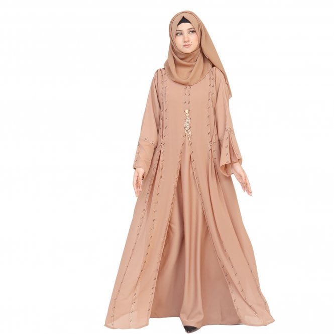 Luxury Stone-Embellished Layered Abaya – ML 33038