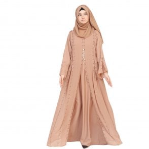 Luxury Stone-Embellished Layered Abaya – ML 33038