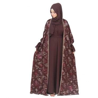Premium Jacquard printed Abaya with Inner – ML 33034