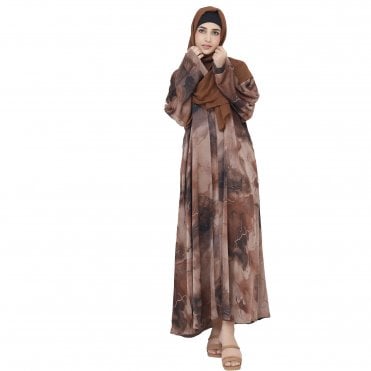 Printed digital Foil Abaya ML 33003