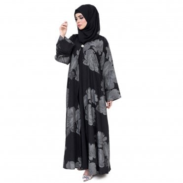 Printed Jacquard Foil Abaya ML 32931