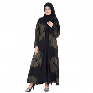 Printed Jacquard Foil Abaya ML 32933