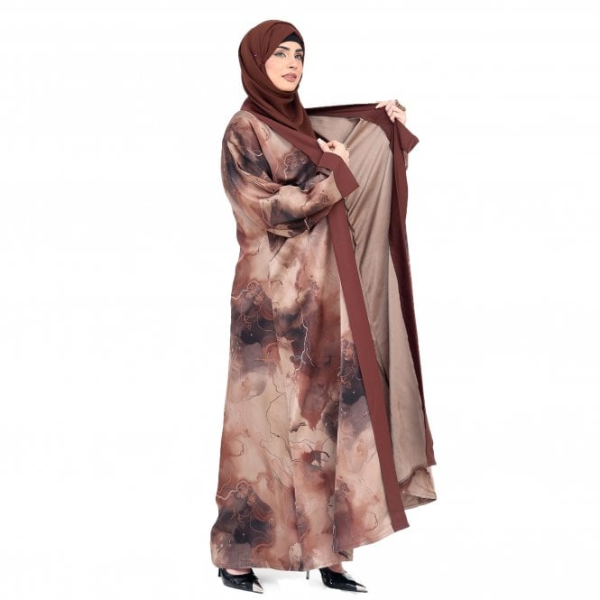 Printed Jacquard Foil Abaya ML 32960