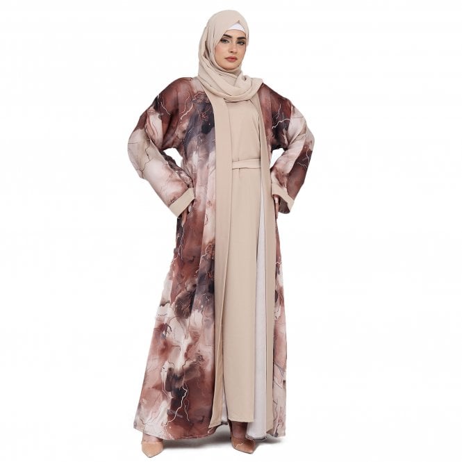 Printed Jacquard Foil Abaya ML 32961