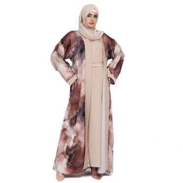 Printed Jacquard Foil Abaya ML 32961