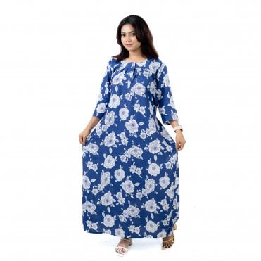 Printed Linen Nightie - ML 82121