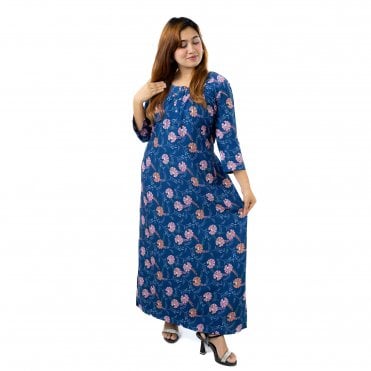 Printed Linen Nightie - ML 82126