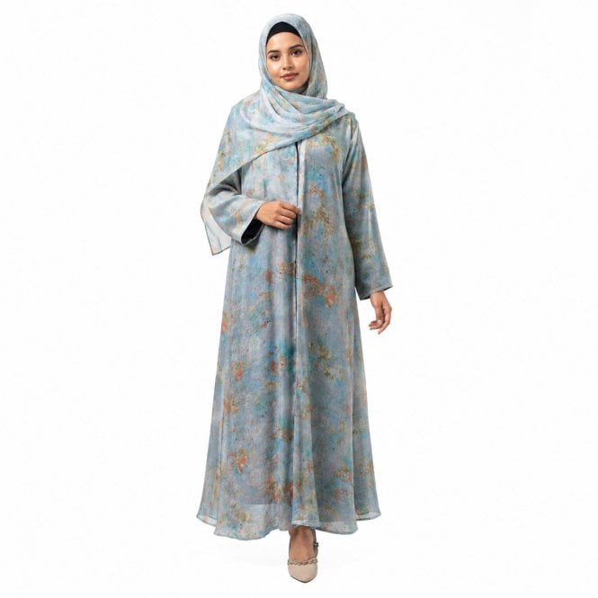 Printed Muslim Crepe Georgette Abaya - ML 32981