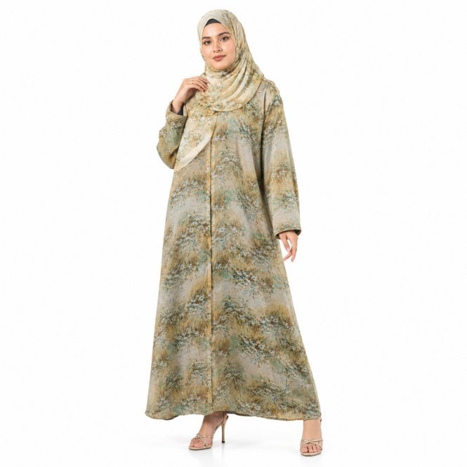 Printed Muslim Crepe Georgette Abaya - ML 32987