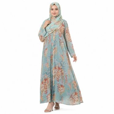 Printed Muslim Crepe Georgette Abaya - ML 32989