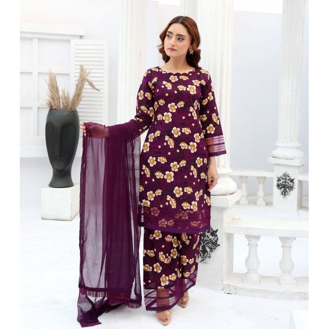 Printed Winter Khadder Trouser Suit: ML 14847