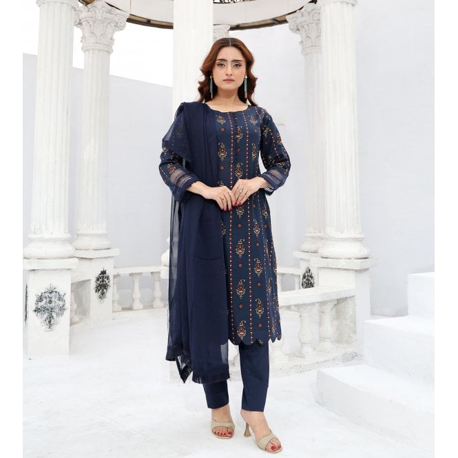 Printed Winter Khadder Trouser Suit: ML 14849
