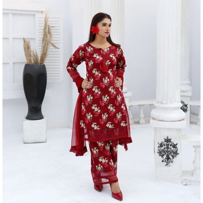 Printed Winter Khadder Trouser Suit: ML 14852