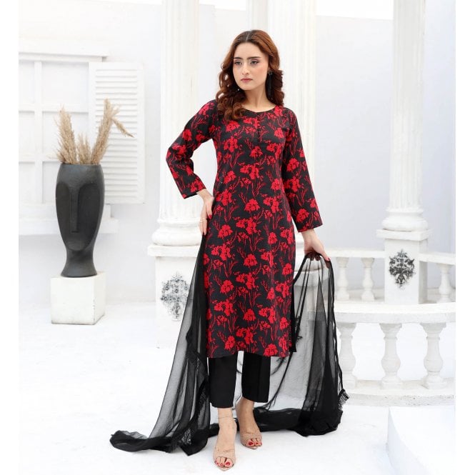 Printed Winter Khadder Trouser Suit: ML 14859