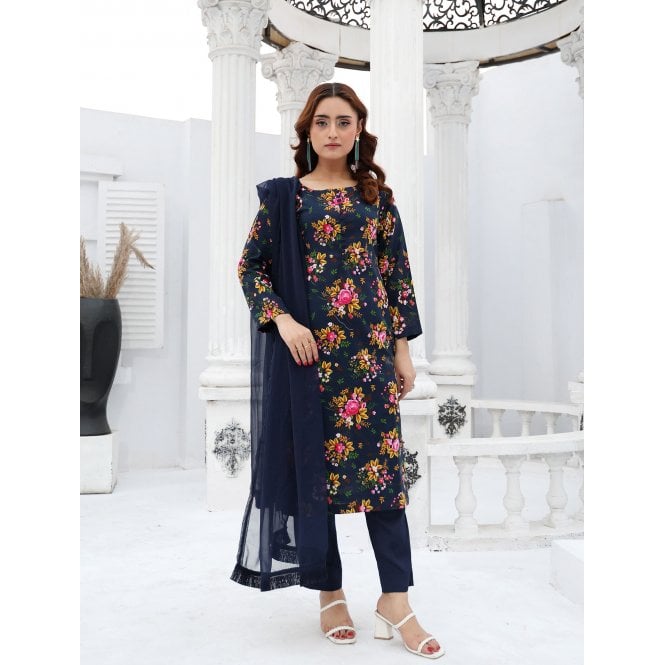 Printed Winter Khadder Trouser Suit: ML 14861