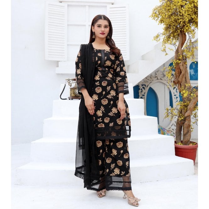 Printed Winter Khadder Trouser Suit: ML 14862